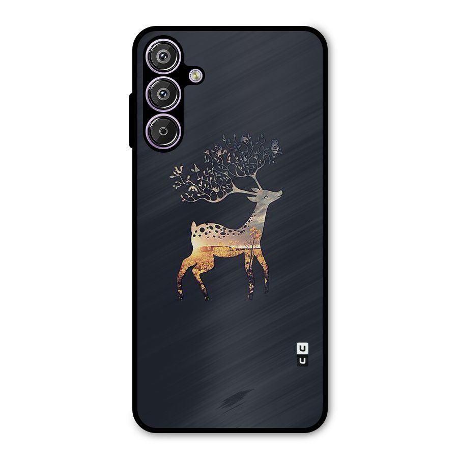 Black Deer Metal Back Case for Galaxy F15