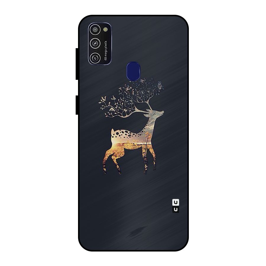 Black Deer Metal Back Case for Galaxy M30s
