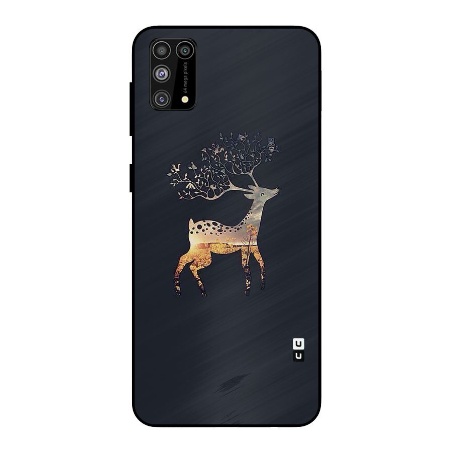 Black Deer Metal Back Case for Galaxy M31