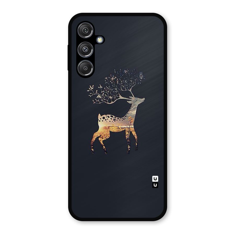 Black Deer Metal Back Case for Galaxy M34 5G