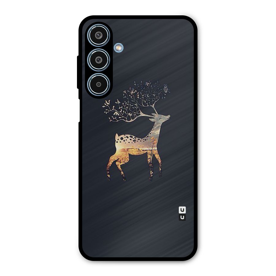 Black Deer Metal Back Case for Galaxy M35