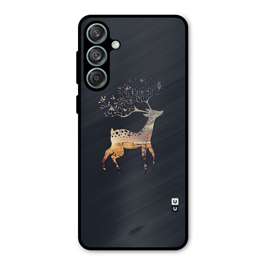 Black Deer Metal Back Case for Galaxy M55 5G
