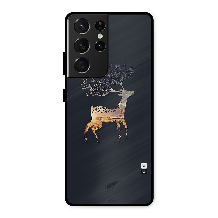 Black Deer Metal Back Case for Galaxy S21 Ultra 5G