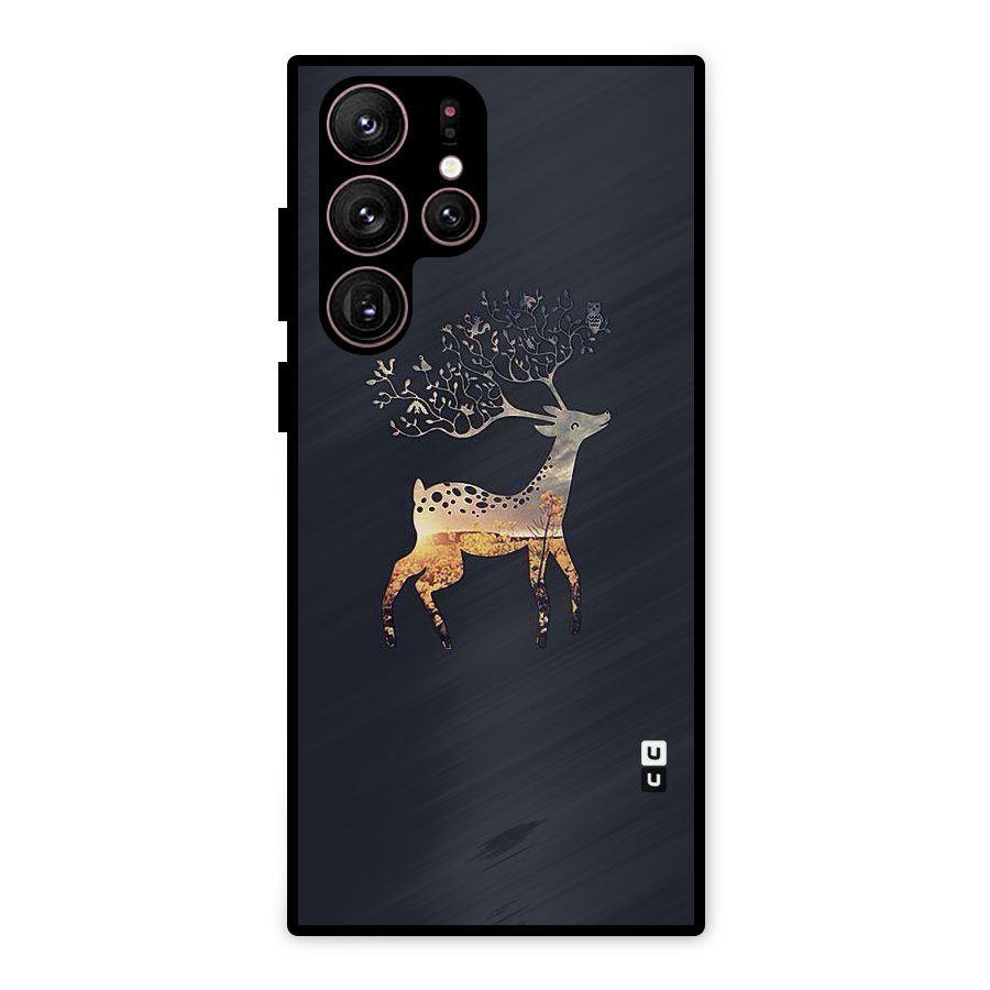 Black Deer Metal Back Case for Galaxy S22 Ultra 5G