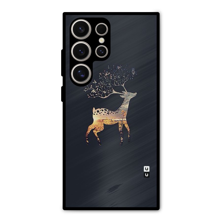 Black Deer Metal Back Case for Galaxy S24 Ultra