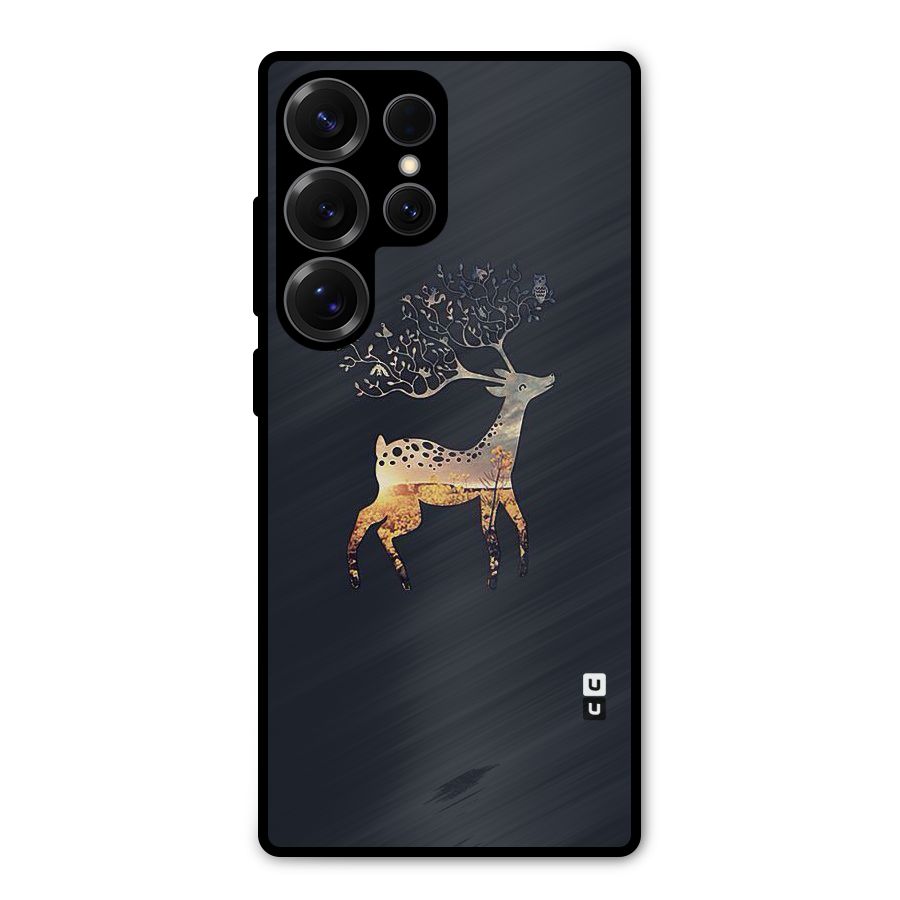 Black Deer Metal Back Case for Galaxy S25 Ultra