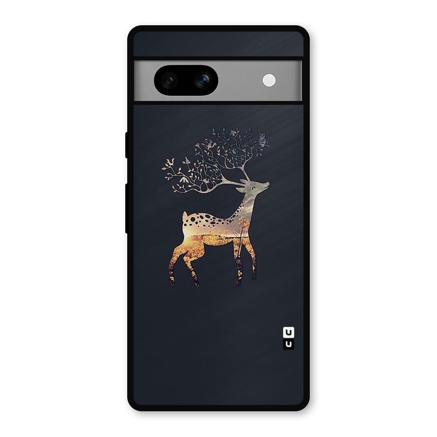 Black Deer Metal Back Case for Google Pixel 7a