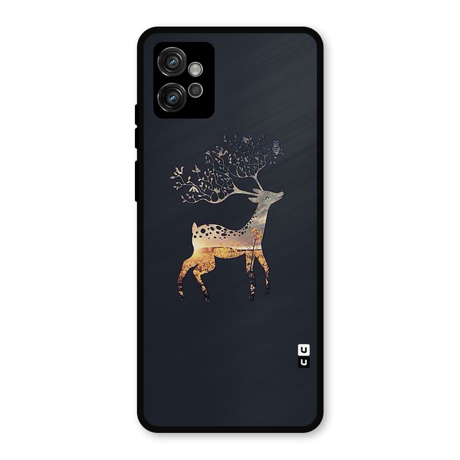 Black Deer Metal Back Case for Moto G32