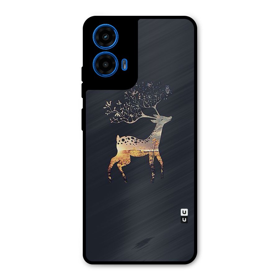 Black Deer Metal Back Case for Moto G45