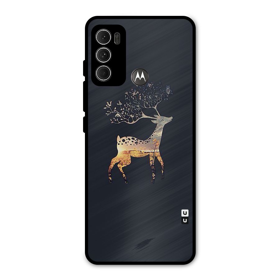 Black Deer Metal Back Case for Moto G60