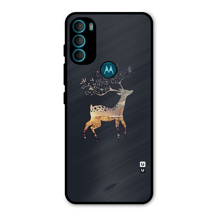 Black Deer Metal Back Case for Moto G71 5G