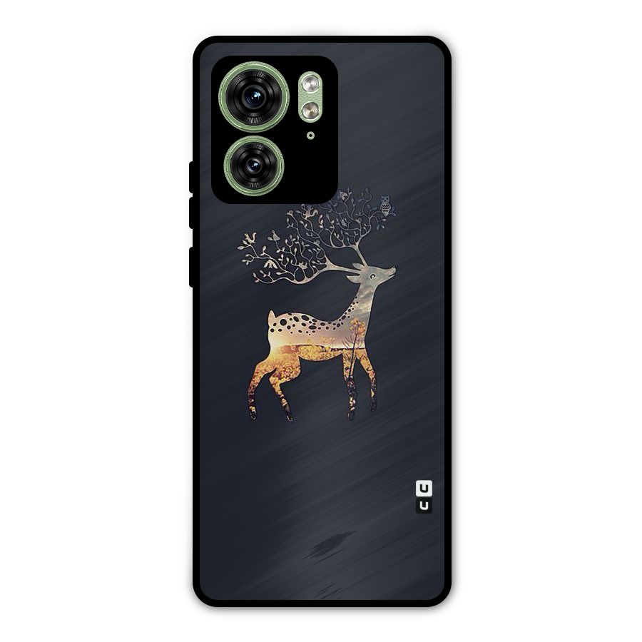 Black Deer Metal Back Case for Motorola Edge 40 5G