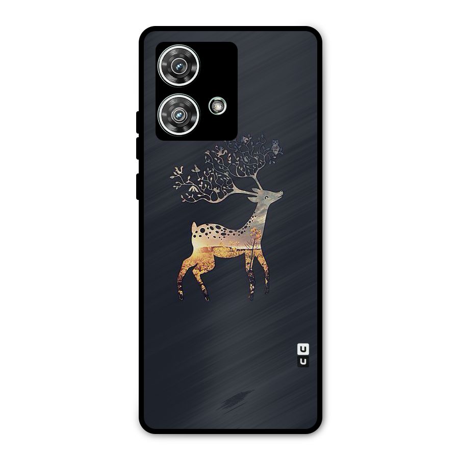 Black Deer Metal Back Case for Motorola Edge 40 Neo
