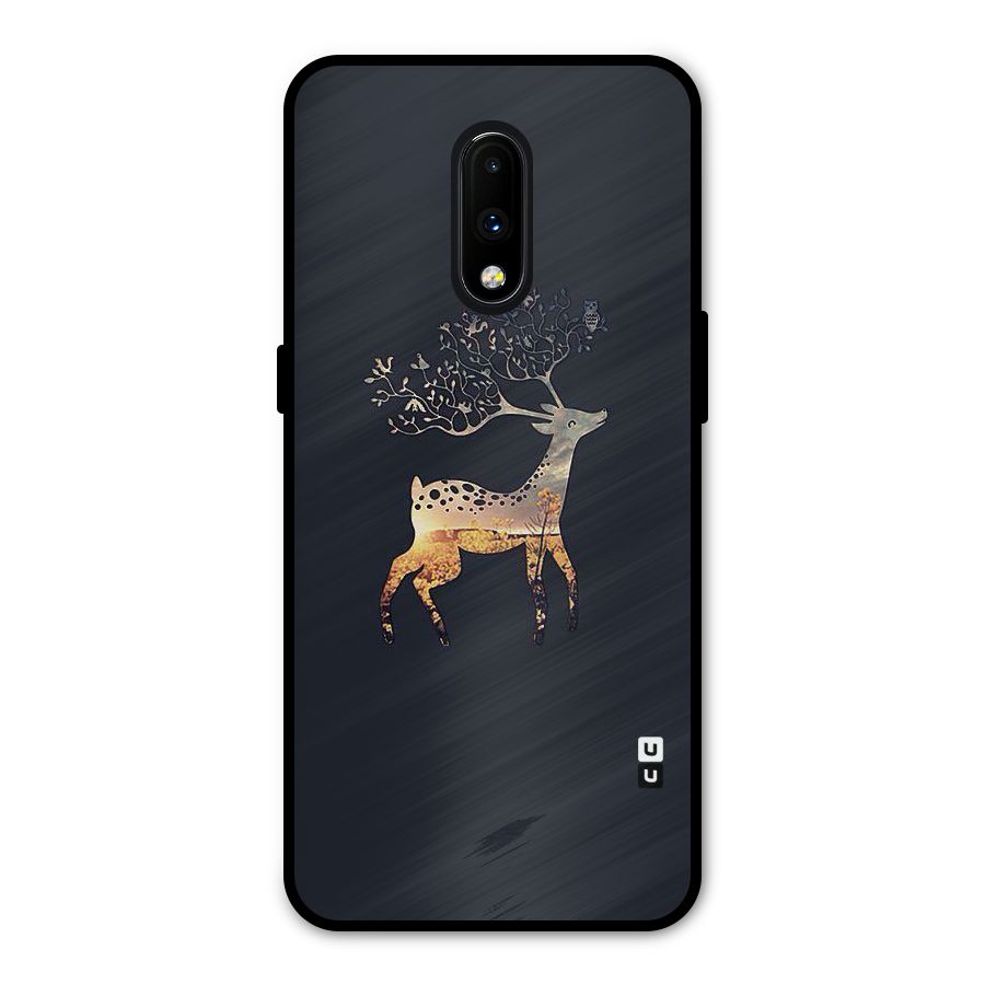 Black Deer Metal Back Case for OnePlus 7