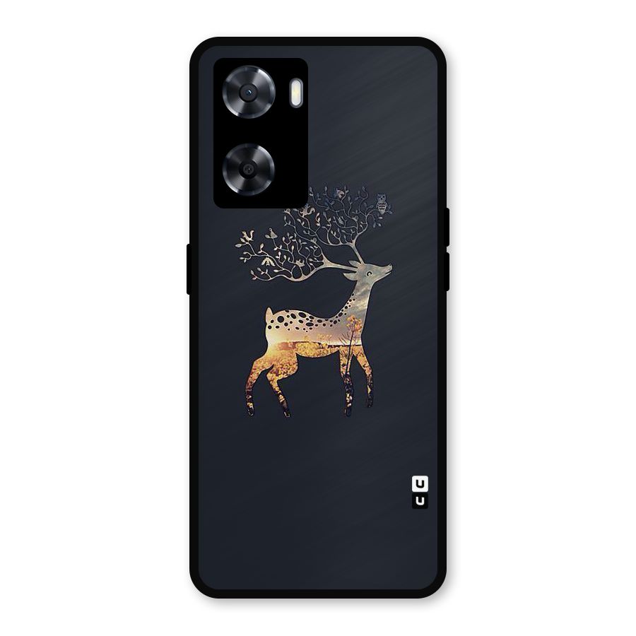 Black Deer Metal Back Case for Oppo A57 2022