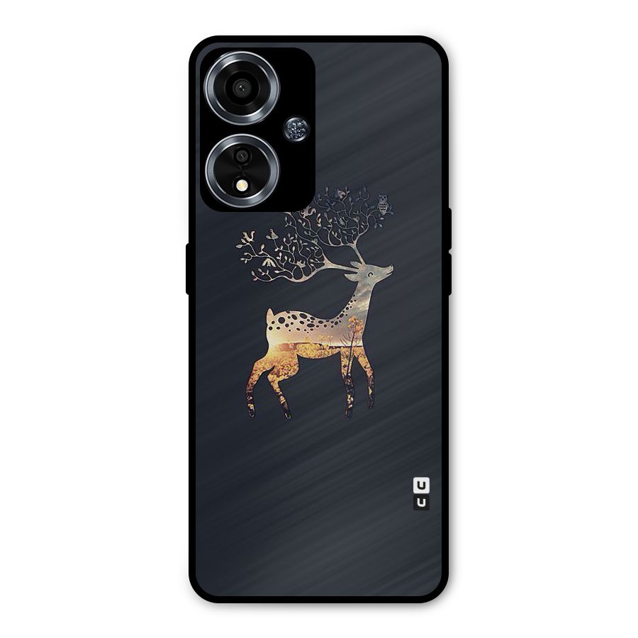 Black Deer Metal Back Case for Oppo A59