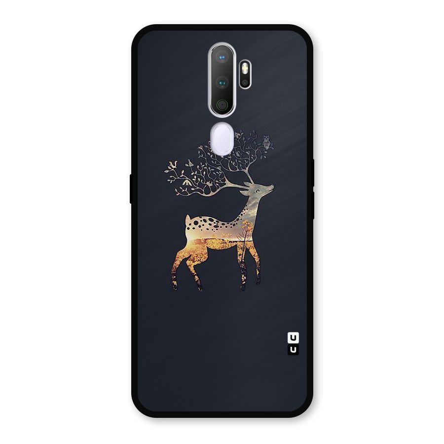 Black Deer Metal Back Case for Oppo A5 (2020)