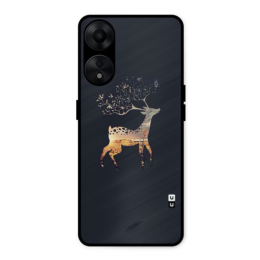 Black Deer Metal Back Case for Oppo A78 5G