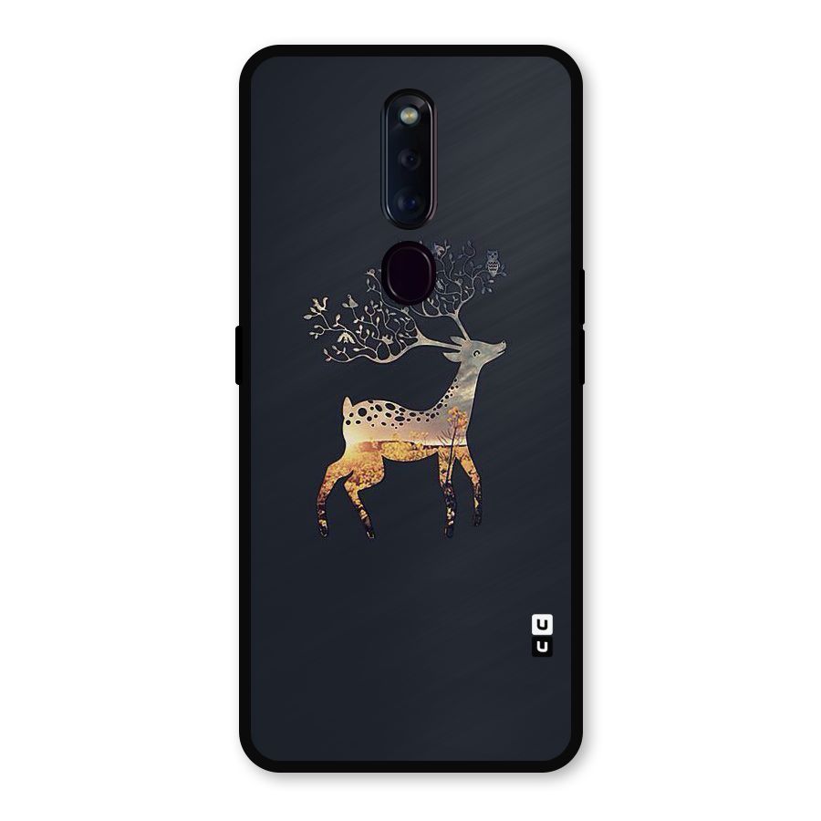 Black Deer Metal Back Case for Oppo F11 Pro