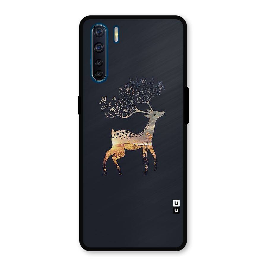 Black Deer Metal Back Case for Oppo F15
