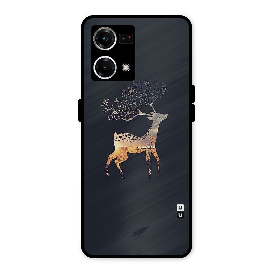 Black Deer Metal Back Case for Oppo F21 Pro 4G