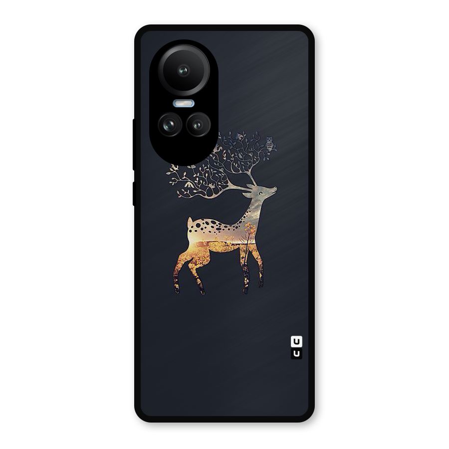 Black Deer Metal Back Case for Oppo Reno10 Pro