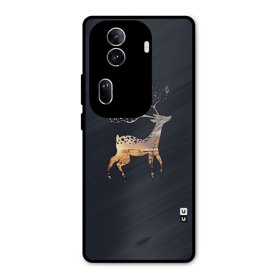 Black Deer Metal Back Case for Oppo Reno11 Pro 5G