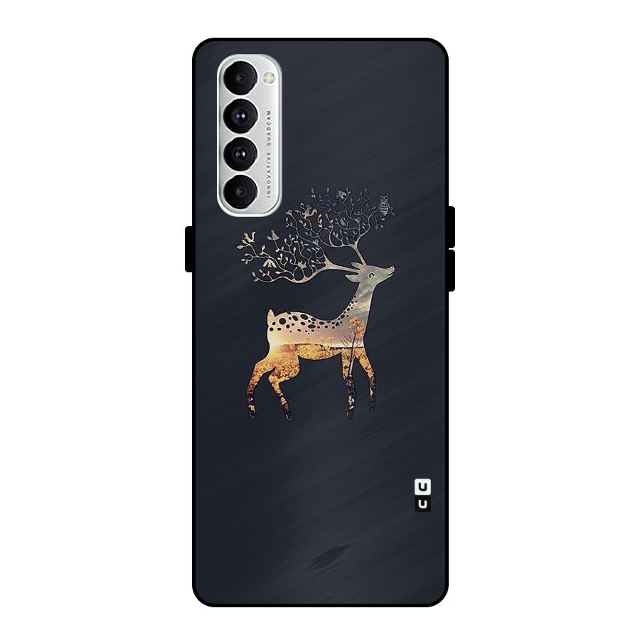 Black Deer Metal Back Case for Oppo Reno4 Pro