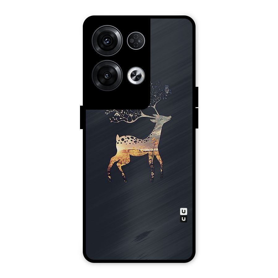 Black Deer Metal Back Case for Oppo Reno8 Pro 5G