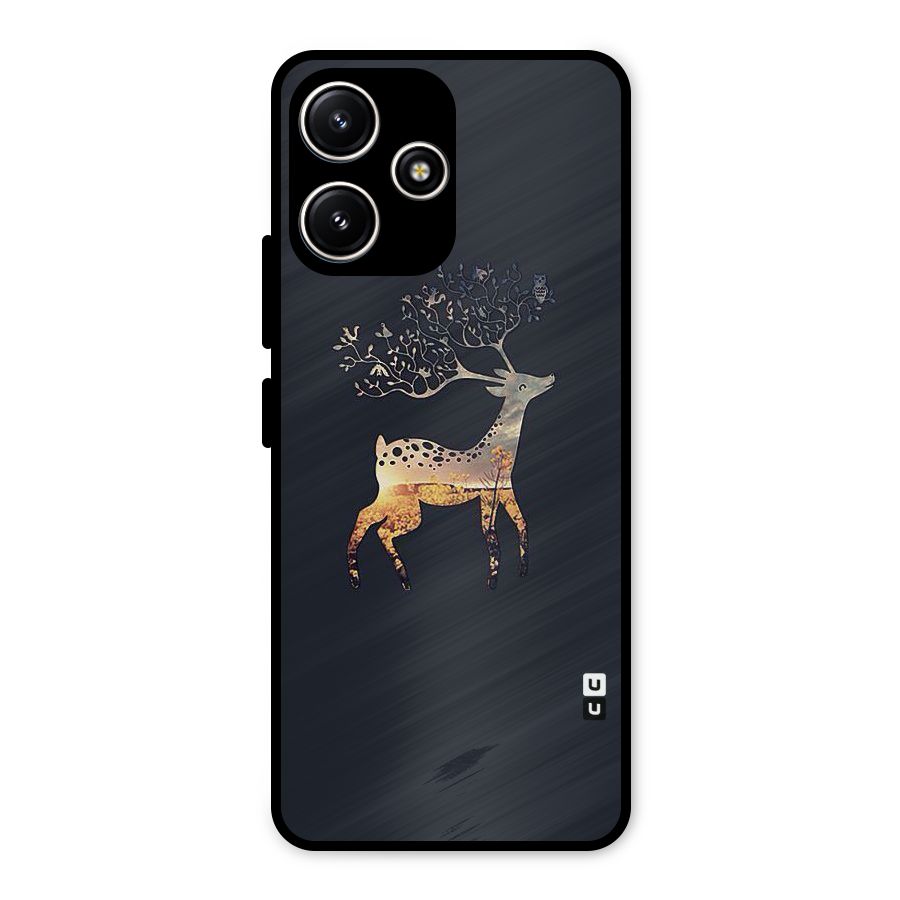 Black Deer Metal Back Case for Poco M6 Pro