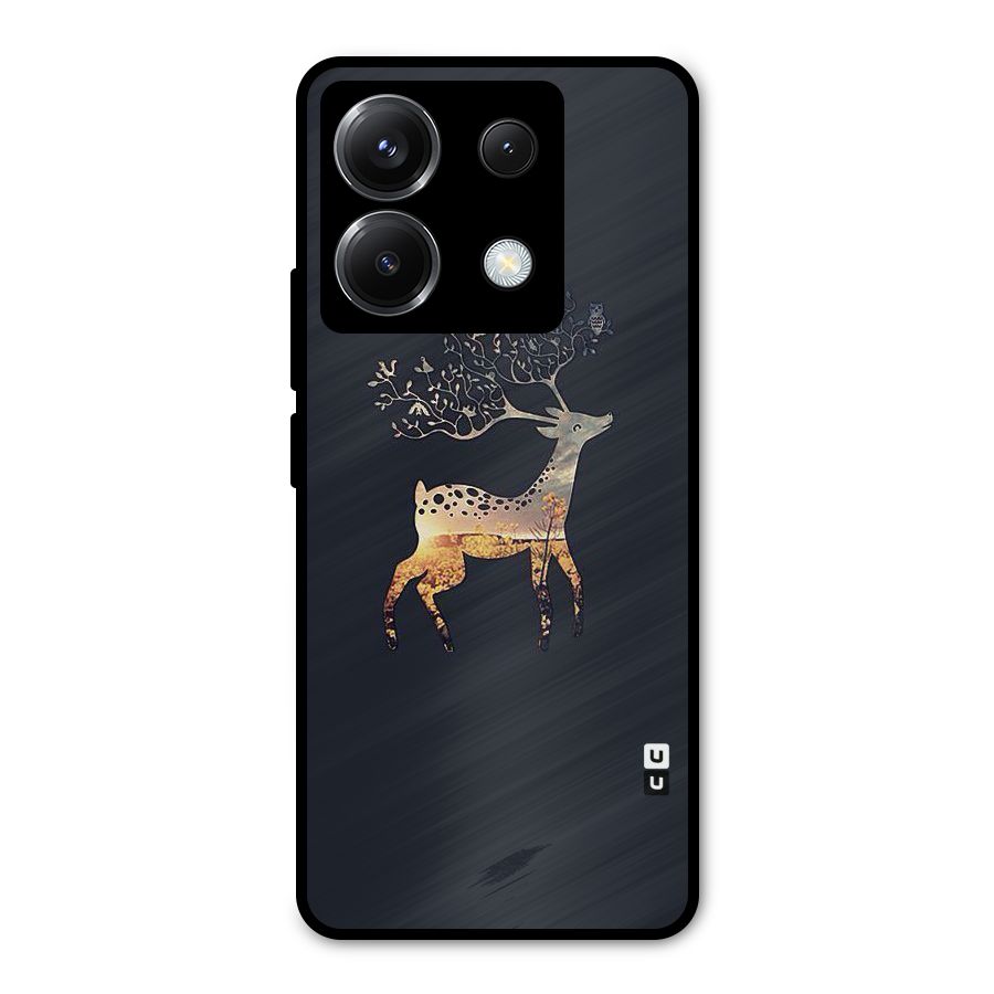 Black Deer Metal Back Case for Poco X6