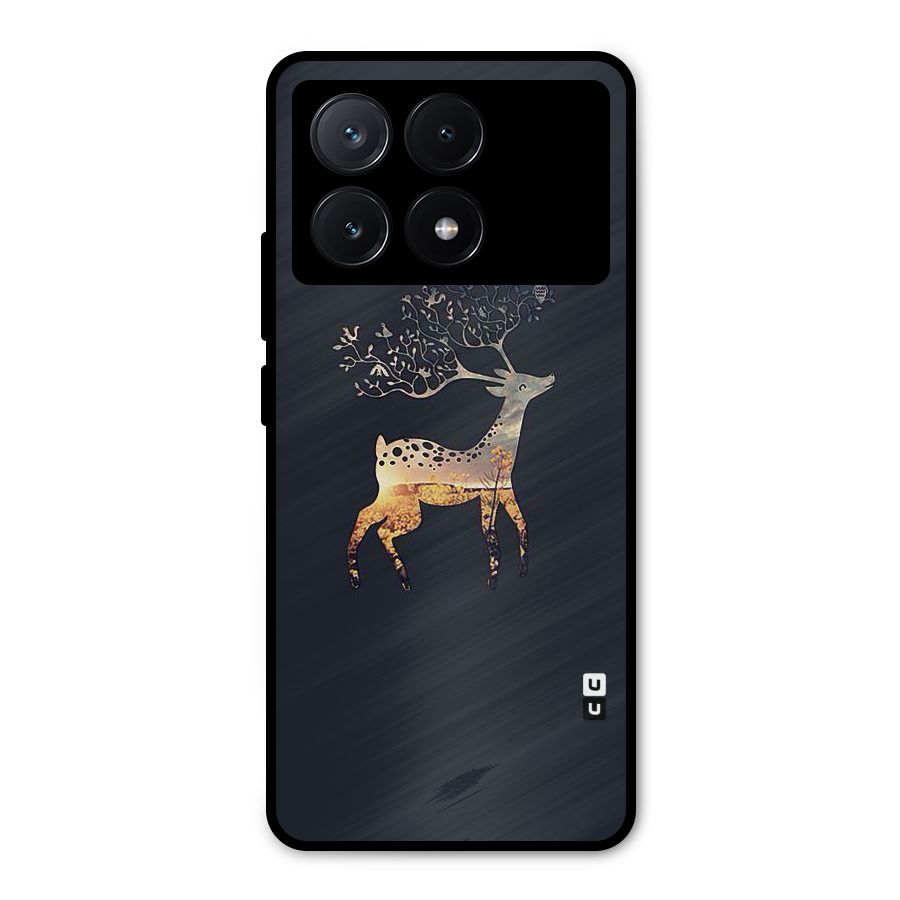 Black Deer Metal Back Case for Poco X6 Pro