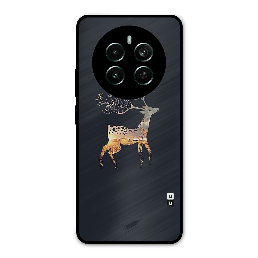 Black Deer Metal Back Case for Realme 12 Pro Plus