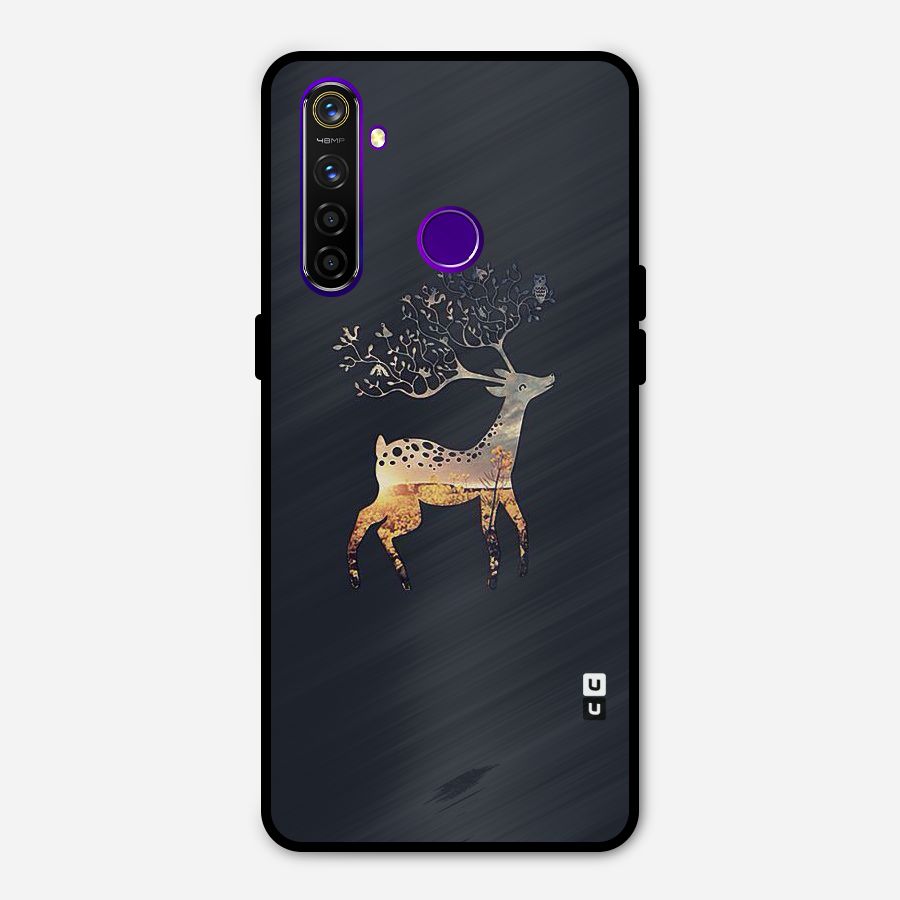 Black Deer Metal Back Case for Realme 5 Pro