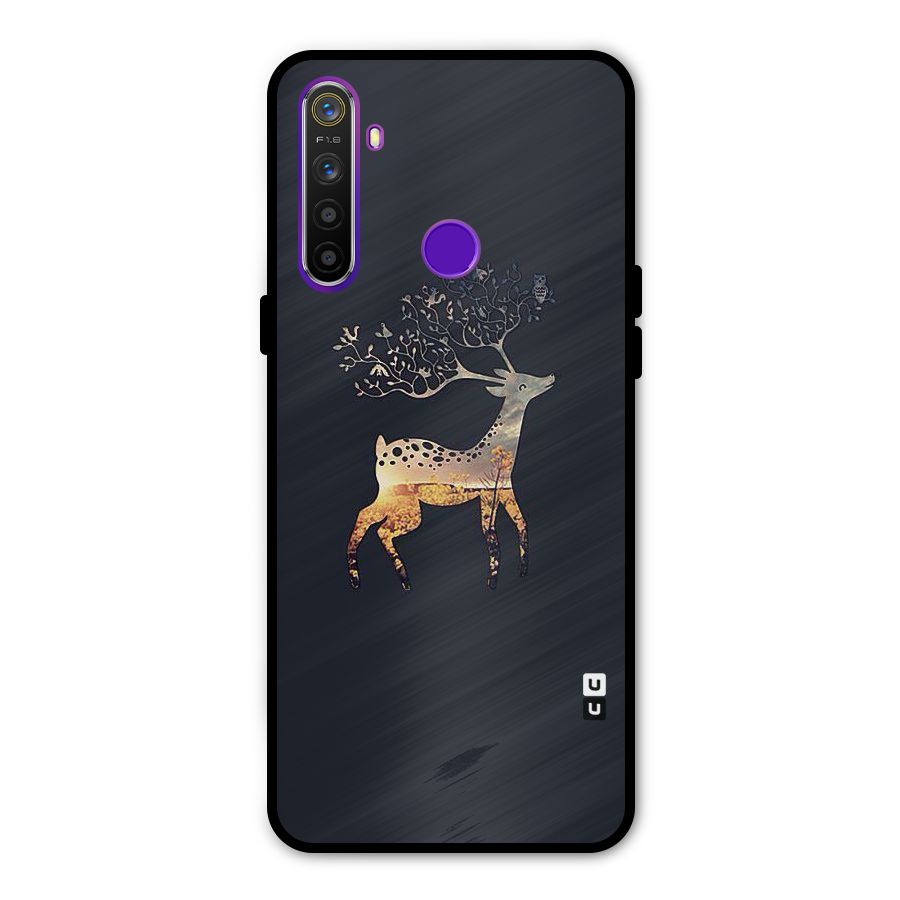 Black Deer Metal Back Case for Realme 5i