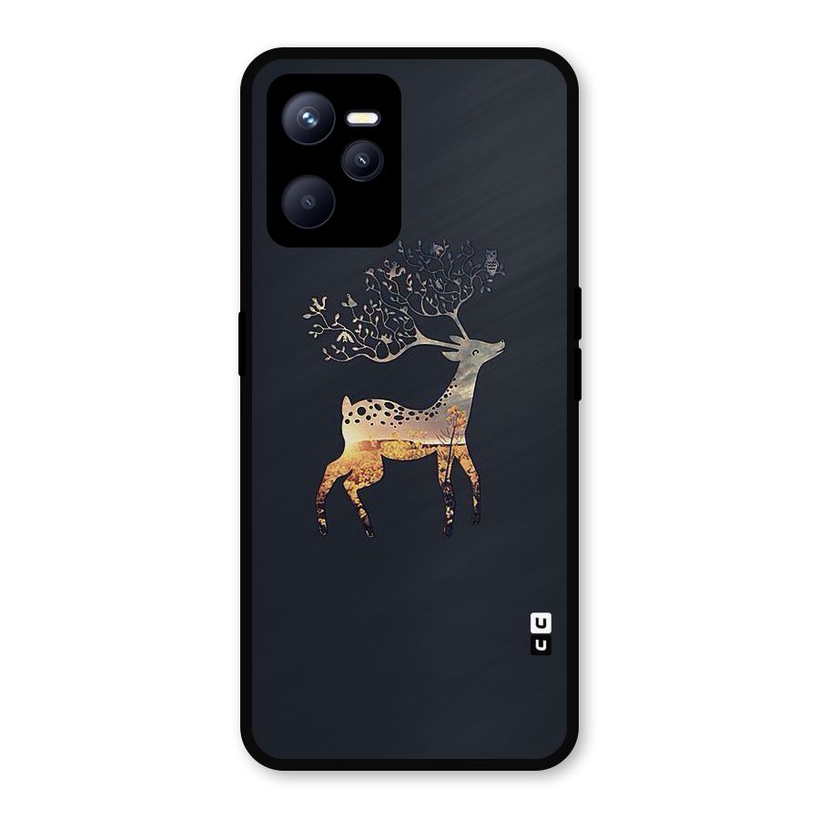 Black Deer Metal Back Case for Realme C35