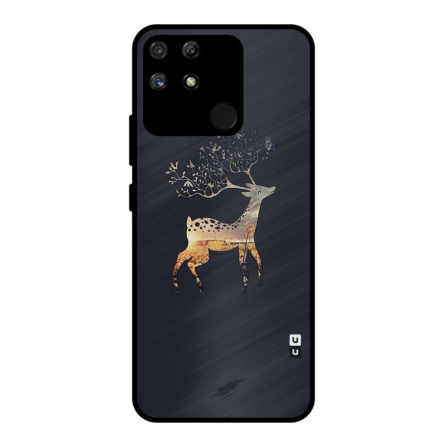 Black Deer Metal Back Case for Realme Narzo 50A