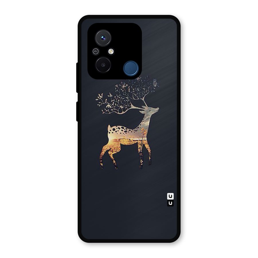 Black Deer Metal Back Case for Redmi 12C