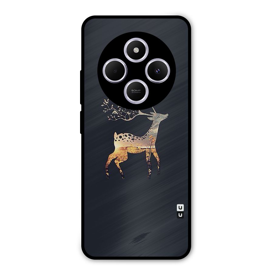 Black Deer Metal Back Case for Redmi 14C
