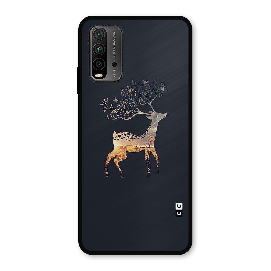 Black Deer Metal Back Case for Redmi 9 Power