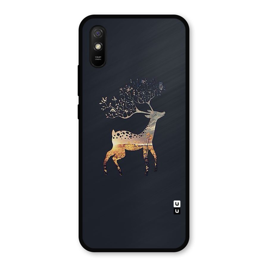 Black Deer Metal Back Case for Redmi 9a