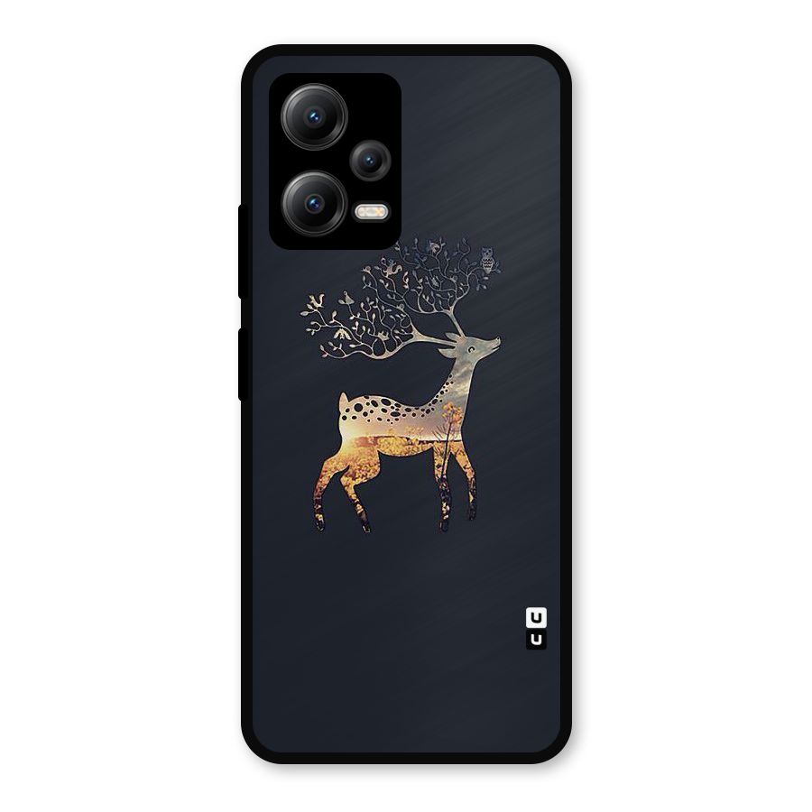 Black Deer Metal Back Case for Redmi Note 12 5G