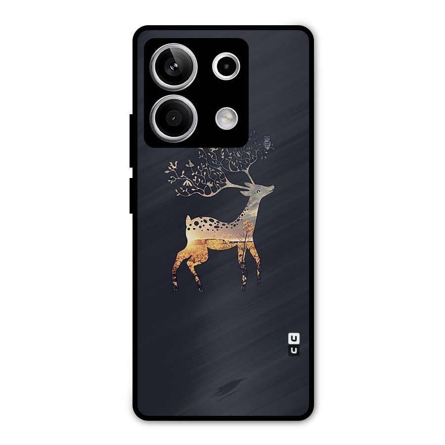 Black Deer Metal Back Case for Redmi Note 13 5G