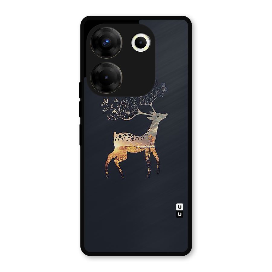 Black Deer Metal Back Case for Tecno Camon 20
