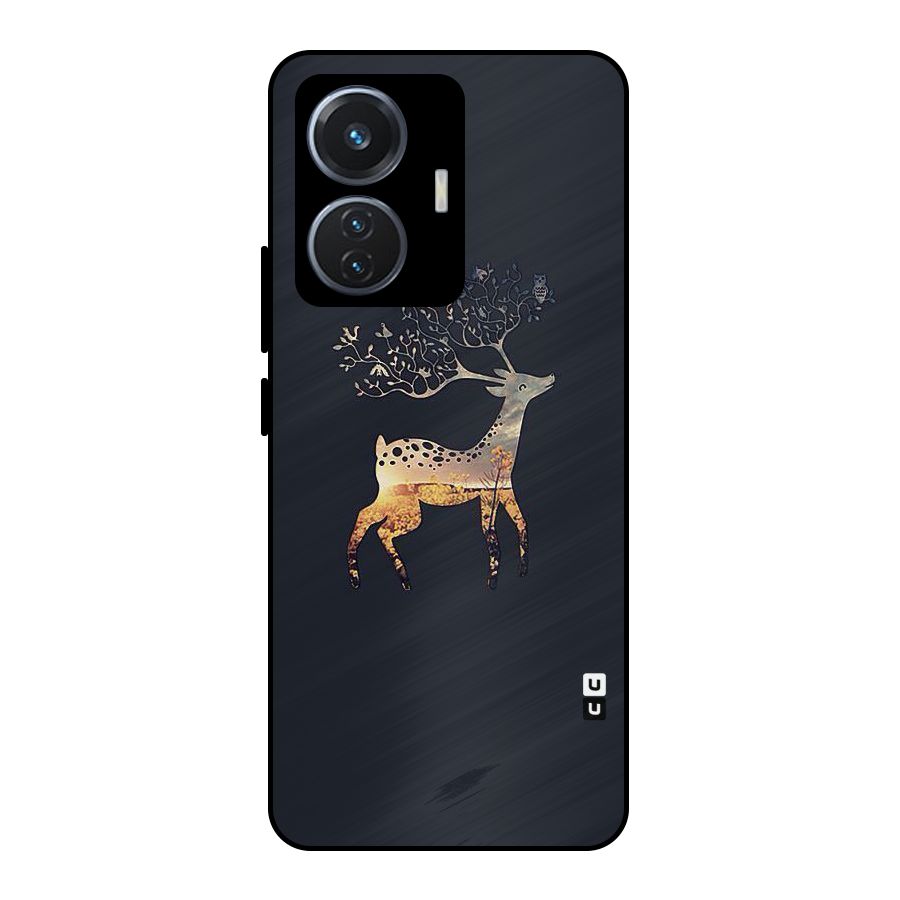 Black Deer Metal Back Case for Vivo T1 44W