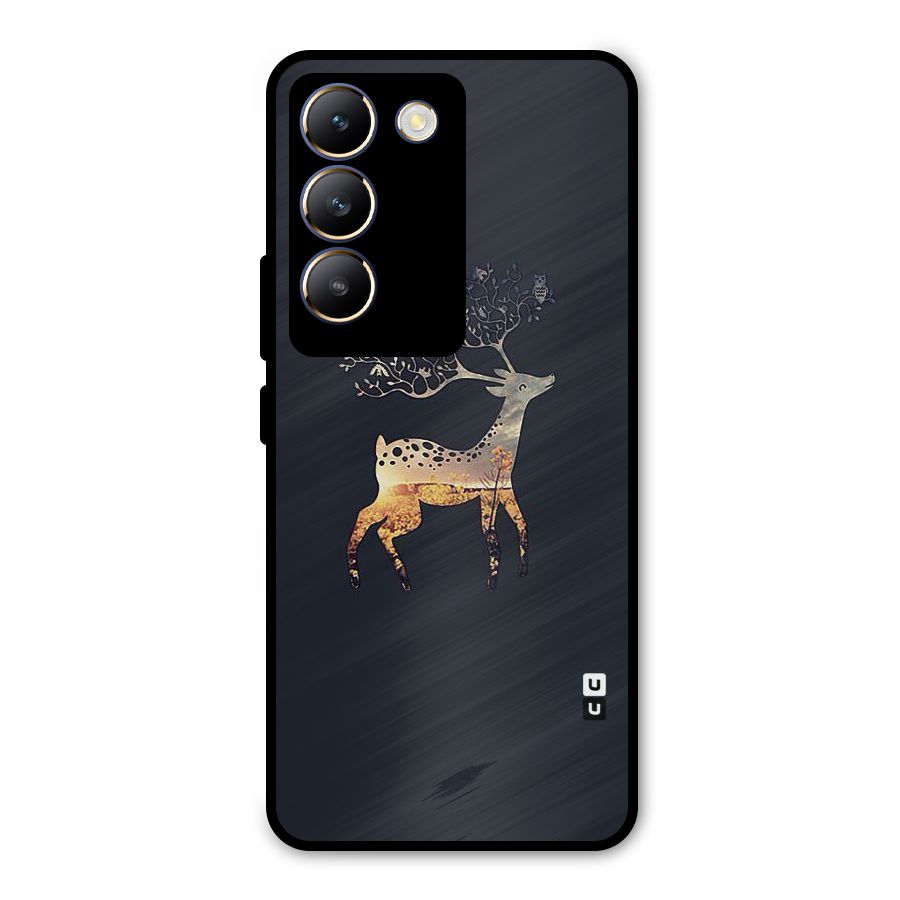 Black Deer Metal Back Case for Vivo T3 5G