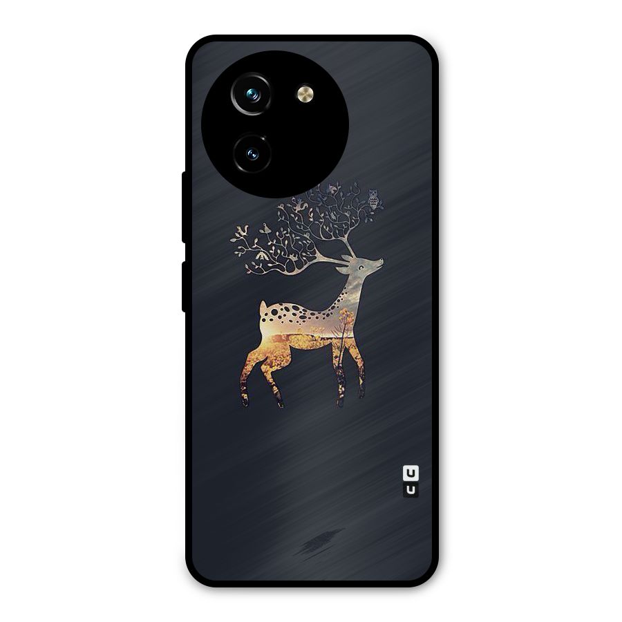 Black Deer Metal Back Case for Vivo T3x