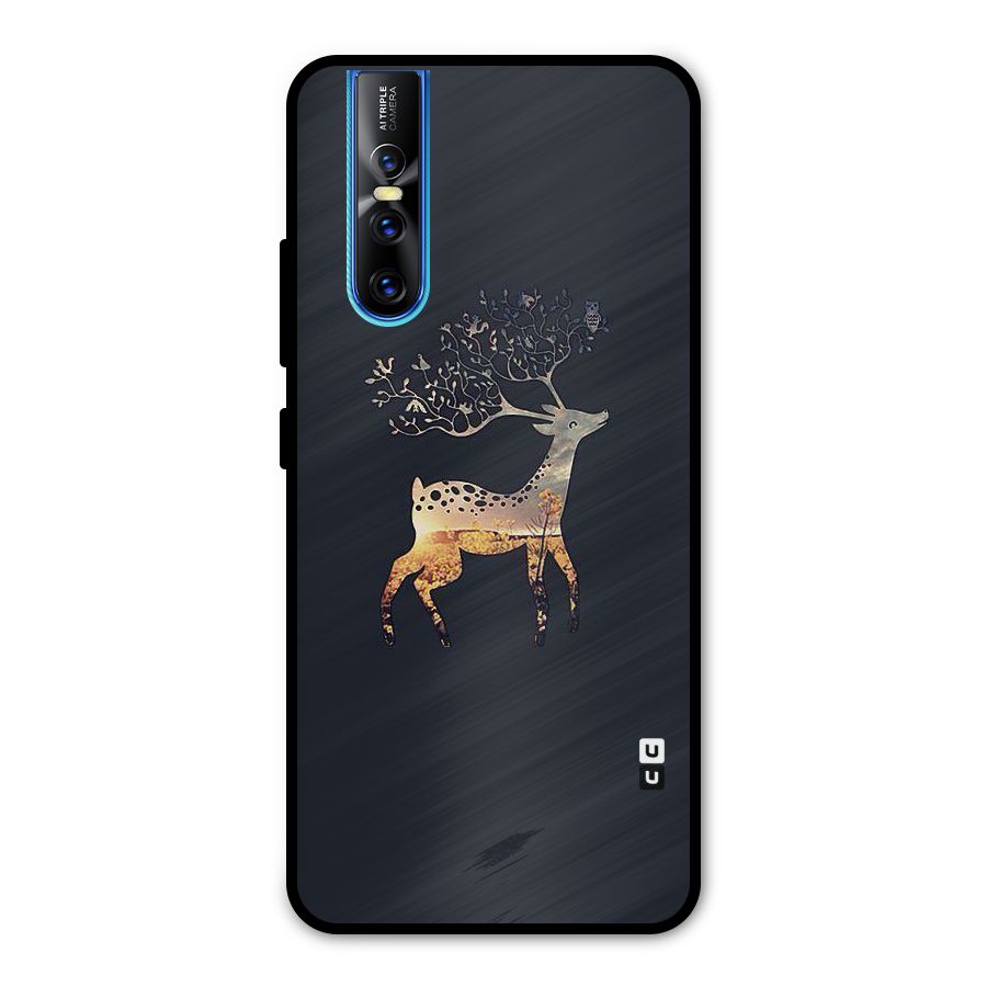 Black Deer Metal Back Case for Vivo V15 Pro