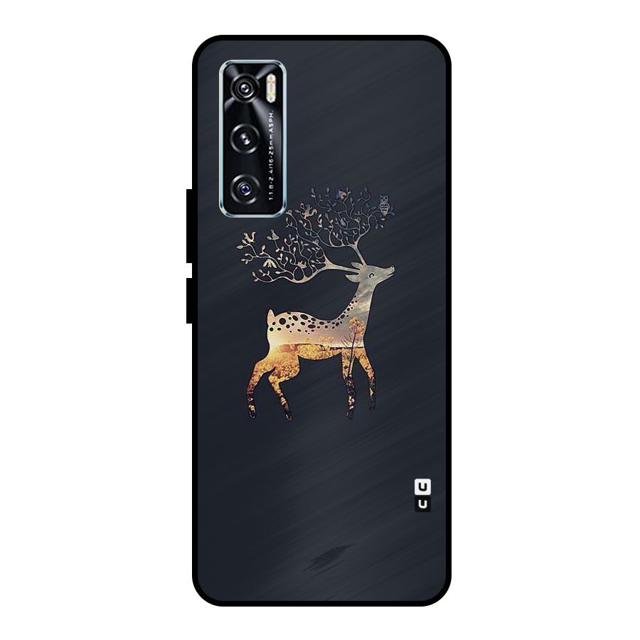 Black Deer Metal Back Case for Vivo V20 SE