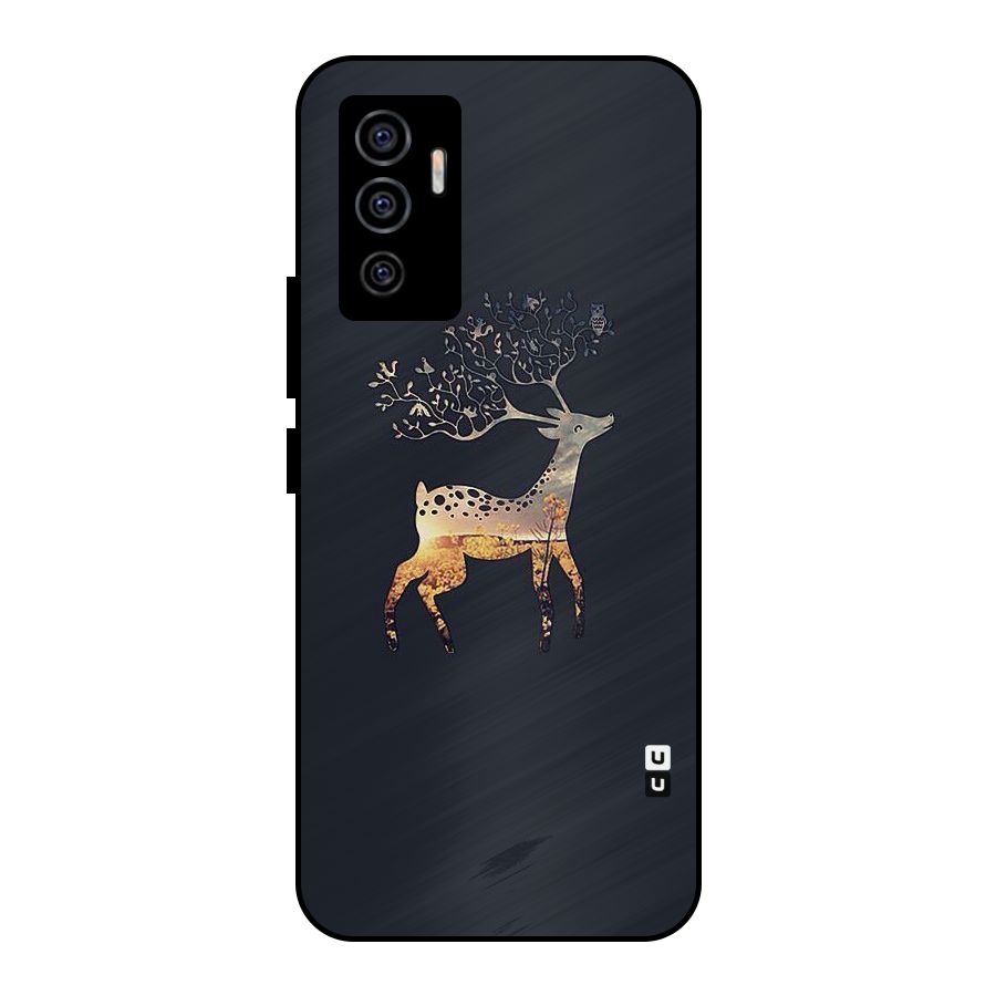 Black Deer Metal Back Case for Vivo V23e